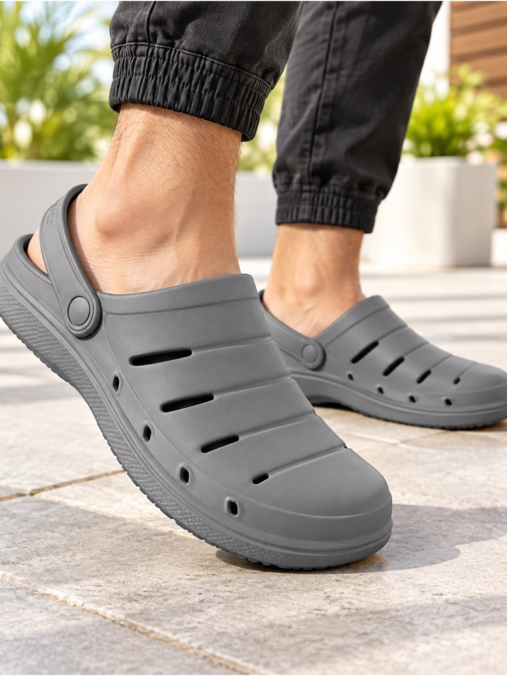 Rugged Shark Men’s Cove Gray EVA Water Clogs Slip On Shoes Size 12 NWT